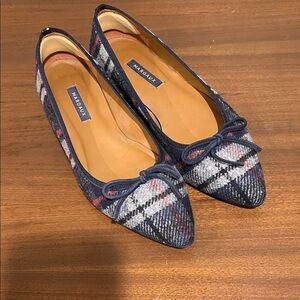 Margaux Plaid Flats - Navy and Gray